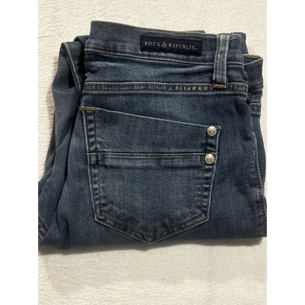 Rock Republic Women's Size 14 Kashmiere Blue Jeans Stretch Mid Rise Straight Leg